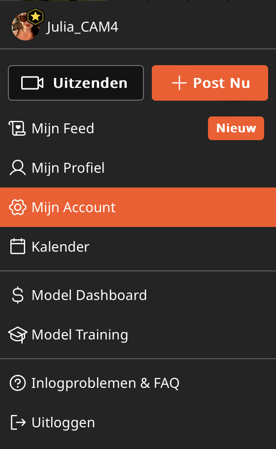 Voorbeeld: Mijn account aanpassen op CAM4